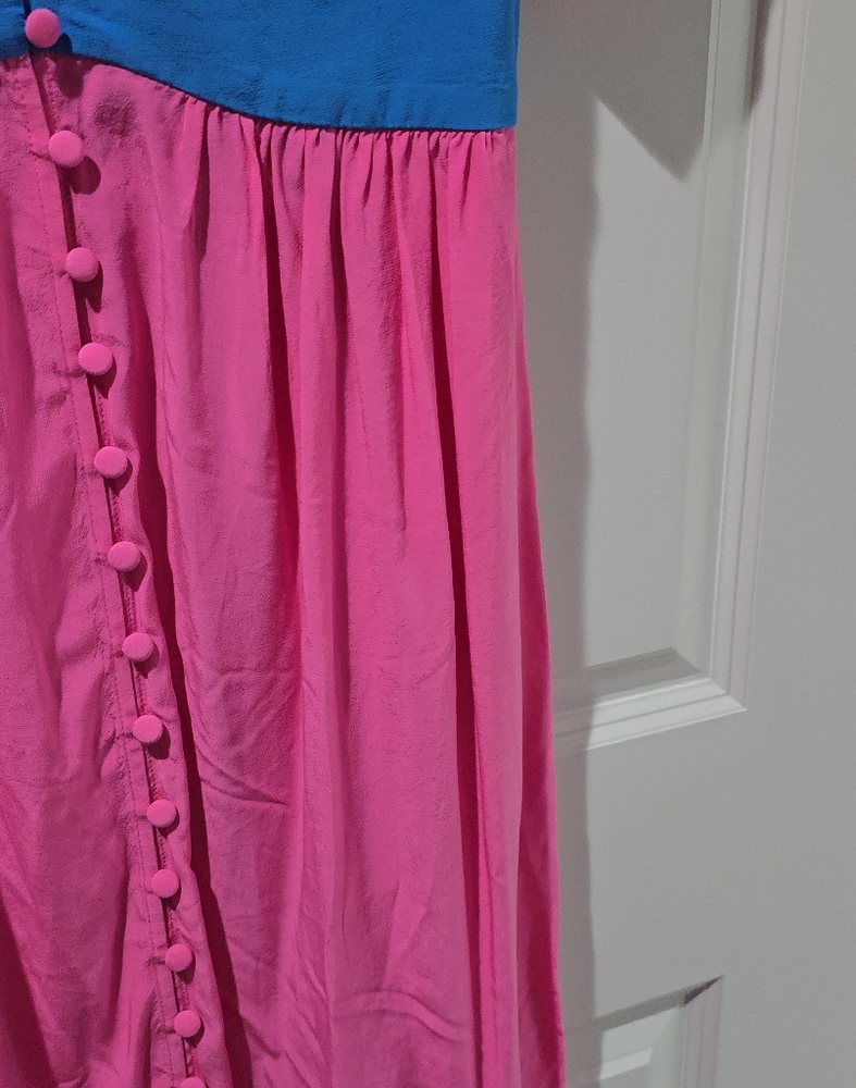 NWT Boden Pink Elsa Midi Tea Dress, Pink, Blue And Orange W/ Buttons - Picture 9 of 13